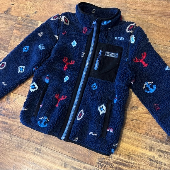 Vineyard Vines Other - VINEYARD VINES Boys Sherpa Supershep Full-Zip Snowflake-Navy Coastal Jacket NWT